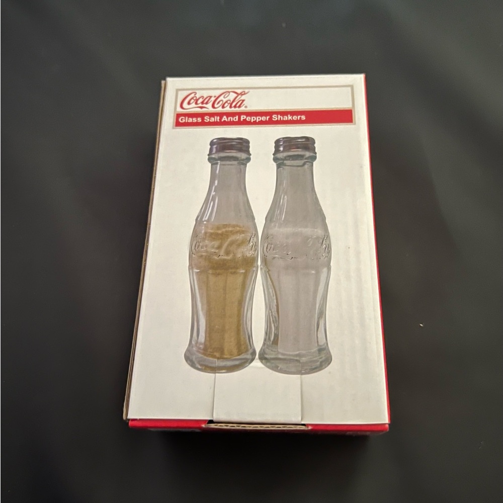 NWT Coca Cola Glass Salt and Pepper Shakers